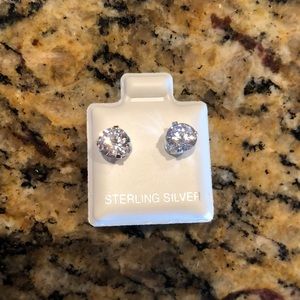 Sterling silver diamond earrings